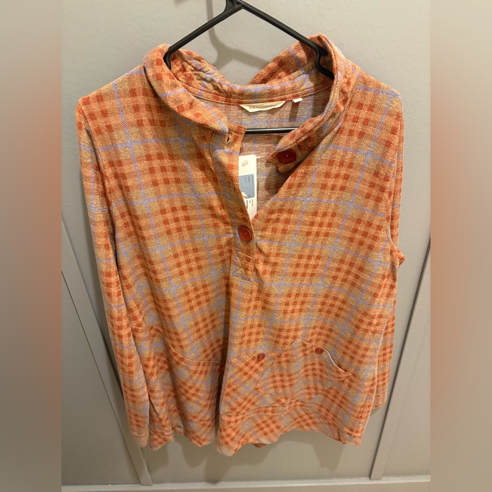 Soft Surroundings Orange Plaid Tunic